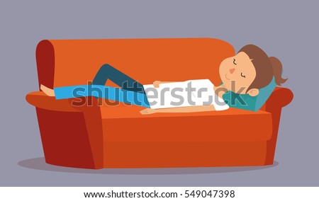 Cartoon Sleeping Girl On Sofa Vector Stock Vector 549047398 - Shutterstock