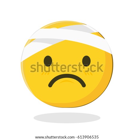 Emoticon Damaged Bandaged Head Cartoon Isolated Stock Vector 613906535 ...