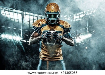 American Football Sportsman Player On Stadium Stock Photo ...