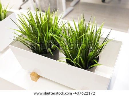 Artificial Plants Artificial Grass Wooden Container Stock Artificial Plants or Artificial Grass in A Wooden Container for Home and fice Decoration without The