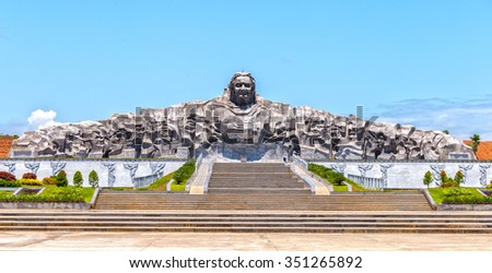 Quang Ngai, Vietnam, June 26, 2015: Architectural beauty statue women Vietnam's biggest hero, this is biggest monument in Southeast Asia is made of granite 101m long 18m high in Quang Ngai, Viet Nam