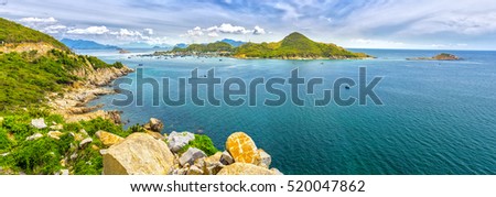 Cam Ranh Bay view from tropical Island in Binh Hung, Nha Trang, Vietnam