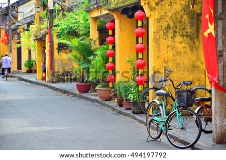 HOI AN, VIETNAM - JANUARY 11, 2014: Hoi An old town. Hoi An is a popular tourist destination of Asia. Hoian is recognized as a World Heritage Site by UNESCO.
