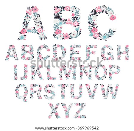 Floral Alphabet Vector Isolated Illustration On Stock Vector Royalty