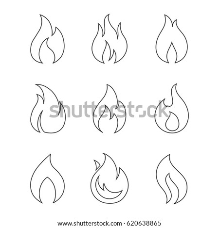 Download Fire Outline Icons On White Background Stock Vector ...