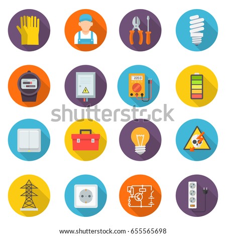 Electrician Icon Set Professional Symbols Install Stock Vector ...