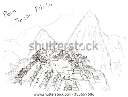 Stunning View Machu Picchu Peru Famous Stock Vector 376740184