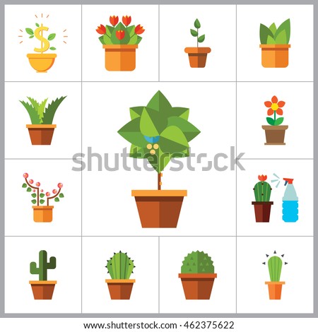Potted Flowers Icon Set