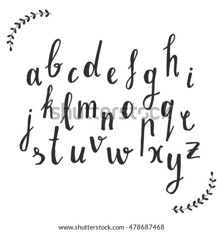Script Font Hand Drawn Rustic Alphabet Vector Illustration Script Font Hand Drawn Rustic Alphabet Vector Illustration