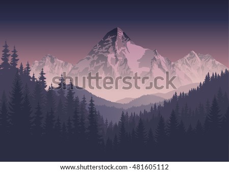 vector morning mountains landscape