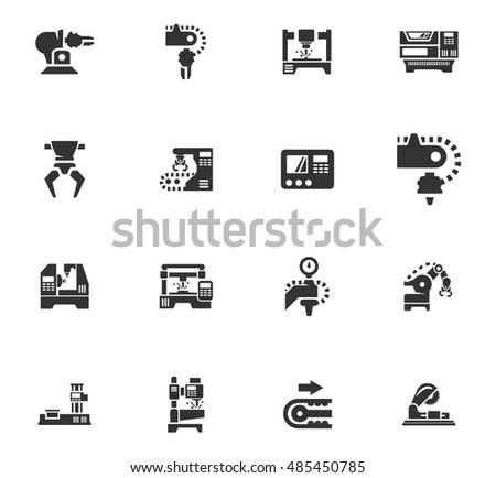 Vector Machine Tool Icons Set Work Stock Vector 485450785 - Shutterstock