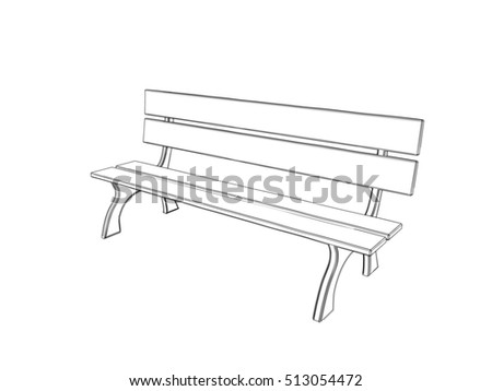 Park Bench Isolated On White Backgroundsketch Stock Illustration