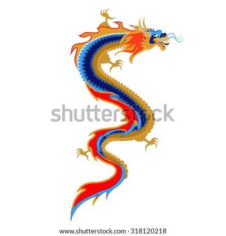 Multicolor Dragon Asian Style Top View Stock Vector 318120218 ...