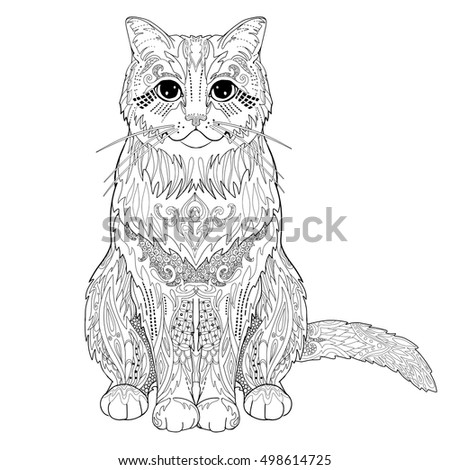 Download Ethnic Decorative Doodle Cat Coloring Book Stock Vector ...
