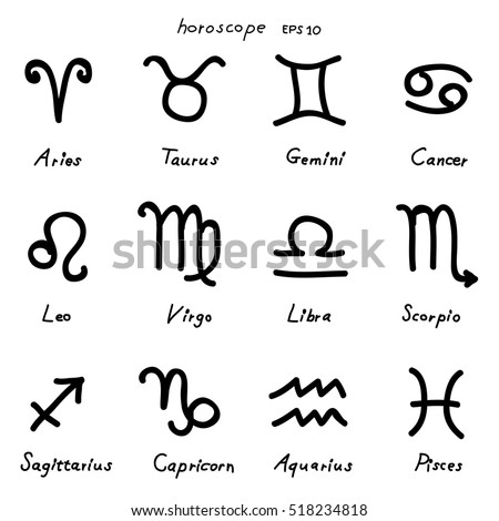 Zodiac Outline Doodles Stylized Sign Horoscope Stock Vector 518234818 ...