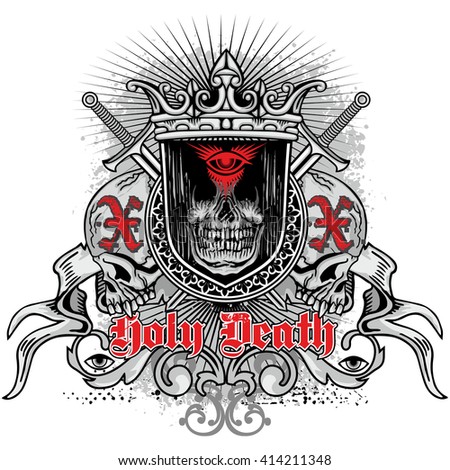 Gothic Coat Arms Skull Grungevintage Design Stock Vector 414211348 ...