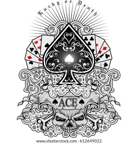 Gothic Coat Arms Skull Ace Spades Stock Vector 431242150 - Shutterstock
