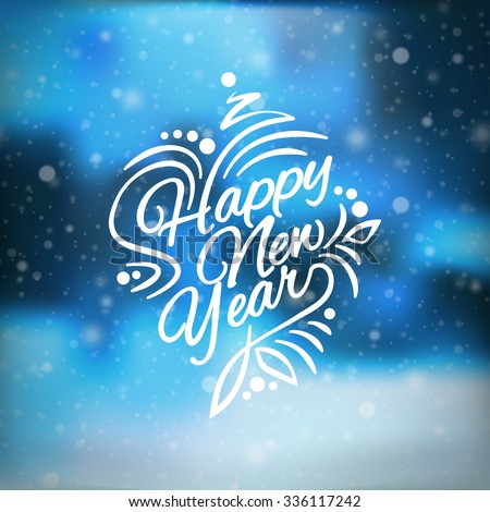 Vector illustration Christmas and Happy New Year. Blurred background. Falling snow. Wallpaper. EPS 10