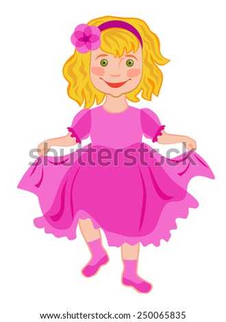Illustration Smiling Little Girl Wearing Pink Stock Vector 250065835 ...