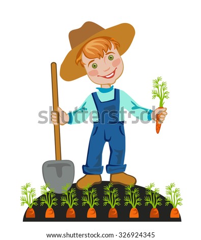 Happy Farmer Working Garden Stock Vector 326924345 - Shutterstock