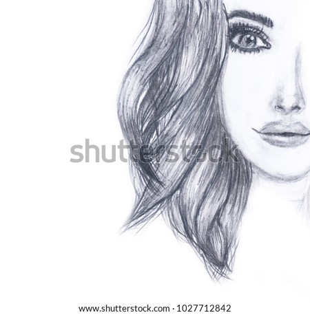 Portrait of a girls face pencil sketch fashion portrait of a young woman face Portrait of a girls face pencil sketch fashion portrait of a young woman face