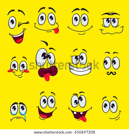 Funny Cartoon Faces Emotions Vector Clip Stock Vector 650697208 ...
