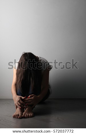 Photo Depressed Female Sitting Workplace Grieving Stock Photo 34438666 ...