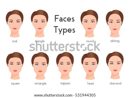 Set Different Woman Face Types Female Stock Vector 