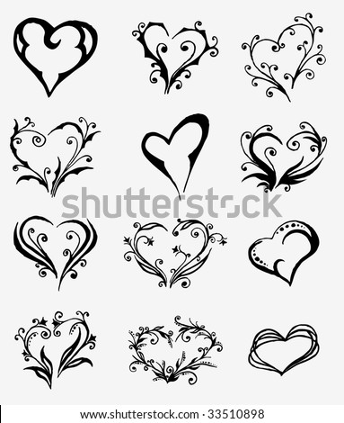 Two Hearts Swirl Elements Stock Vector 570794344 - Shutterstock