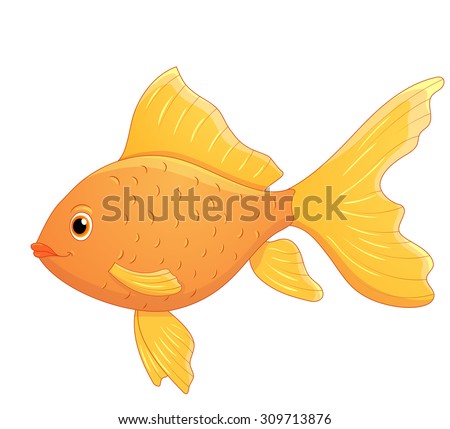 Cute cartoon goldfish.Vector isolated.