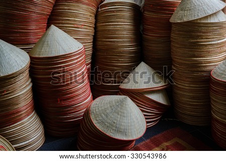 the traditional conical hats of Vietnam girl. This is a woman's hat is the most popular Vietnam.