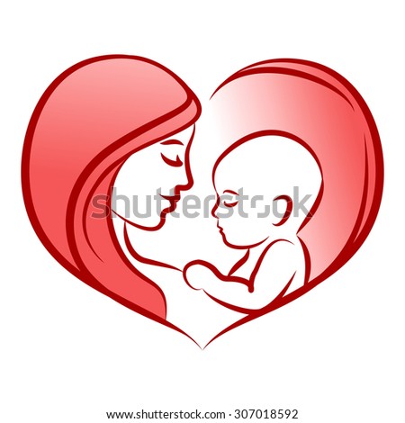 Mother with her baby, silhouette, mother's day, baby care icon
