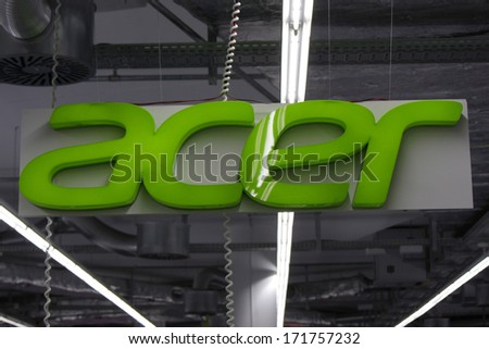 DECEMBER 2013 - BERLIN: the logo of the brand "Acer", Berlin.