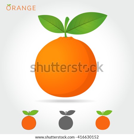orange vector icon cartoon style isolated on white background. vector illustration. orange isolated black and color icons vector silhouette. fruit, food, vector flat style