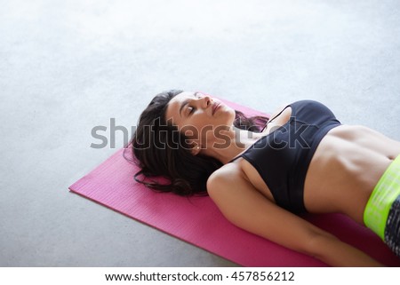 Young Woman Practicing Yoga Studio On Stock Photo 457856212