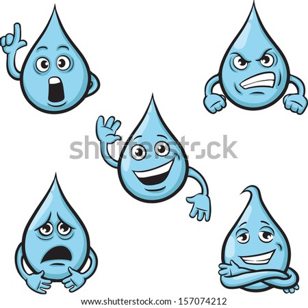 Water Drop Cartoon Mascot Characters 1 Stock Vector 108683927 ...