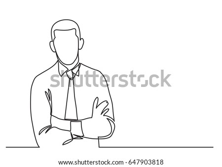 Businessman Crossed Arms Single Line Drawing Stock Vector 647903818