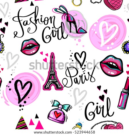 Abstract Seamless Pattern Girl Fashion Clothes Stock Vector 523944658 ...