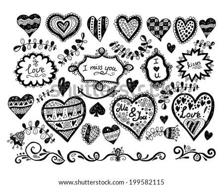Love Doodles Hand Drawn Vector Eps10 Stock Vector 199582115 - Shutterstock