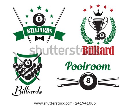 Billiards Snooker Pool Game Emblems Logo Stock Vector ...