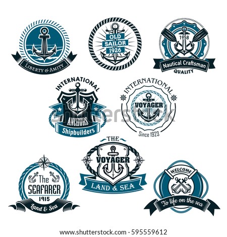 Nautical Themed Design Elements Lighthouse Rope Stock Vector 220584571 ...
