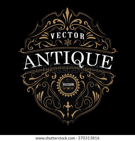 Antique Label Typography Vintage Frame Design Stock Vector 358153406 ...