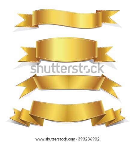 gold ribbons set banners stock vector 393236902 - shutterstock