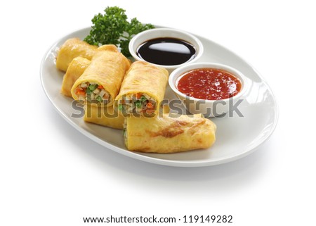 homemade egg rolls, vegetarian food