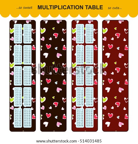 bookmarks sticker printable Stickers Bookmarks Table Vector Printable Multiplication