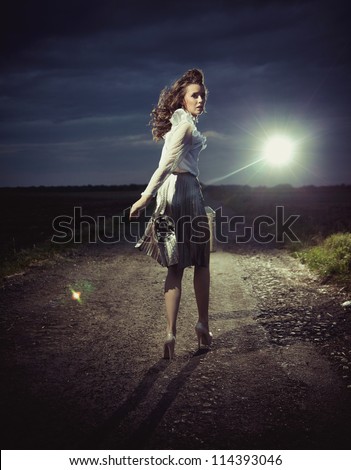 Girl walking away in dress drawing pictures Girl walking away in dress drawing pictures