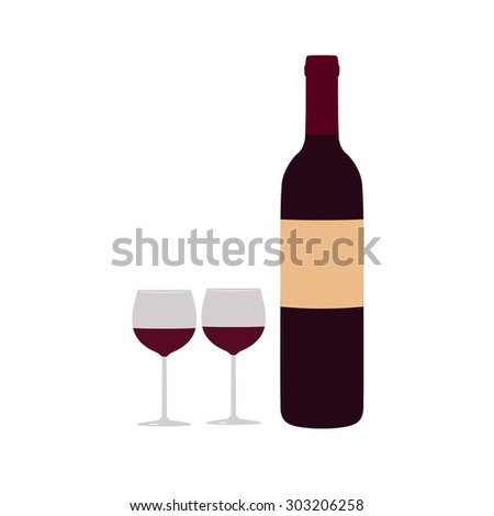 Cartoon Wine Bottle Glassvector Illustration Isolated Stock Vector