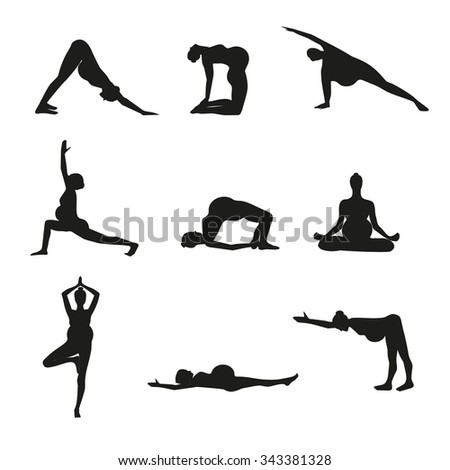 Silhouettes Pregnant Women Doing Exercise Yoga Stock Vector (Royalty Free) 343381328 - Shutterstock