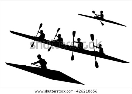 Rowing Silhouettes Stock Vector 90105244 - Shutterstock