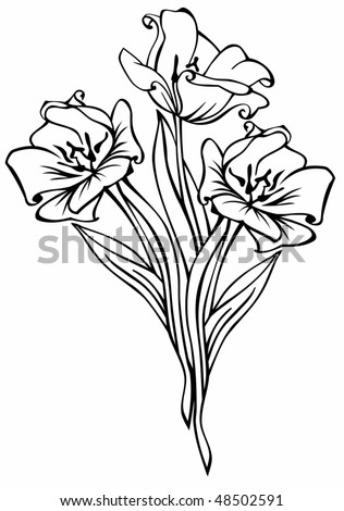 Floral Design Element Handdrawn Vector Illustration Stock Vector ...